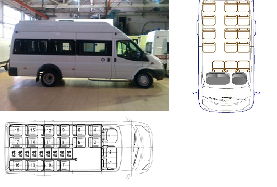 Автобус 17 мест схема